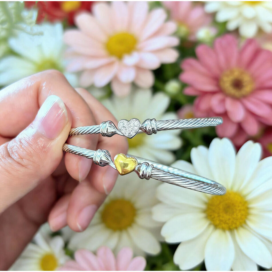 2026 New Silver Designer Jewelry Heart Shaped Narrow perfume cologne Edition Charm 3Mm 4Mm 5Mm Multiple Sizes Retro Gold Bracelet P1