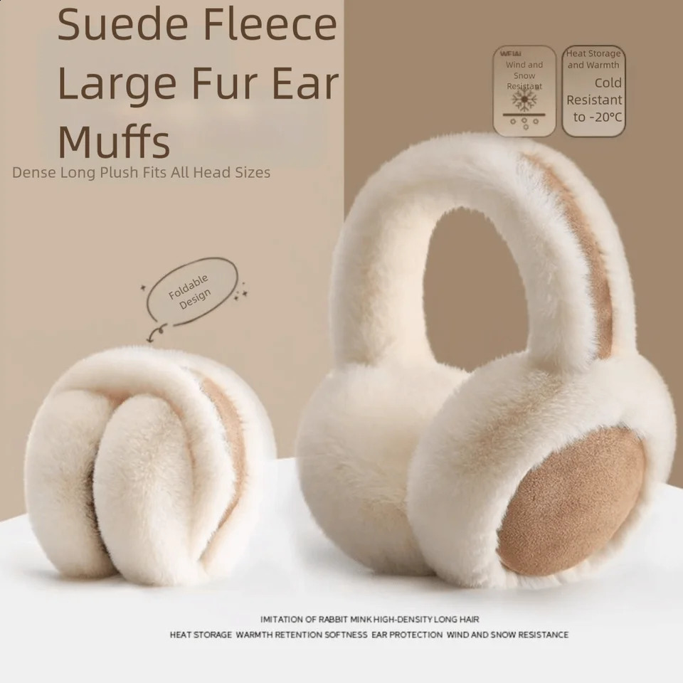 1PC Winter Fashion Warm Plush Earmuffs Foldable Faux Fur Soft Suede Cold-Proof 261013