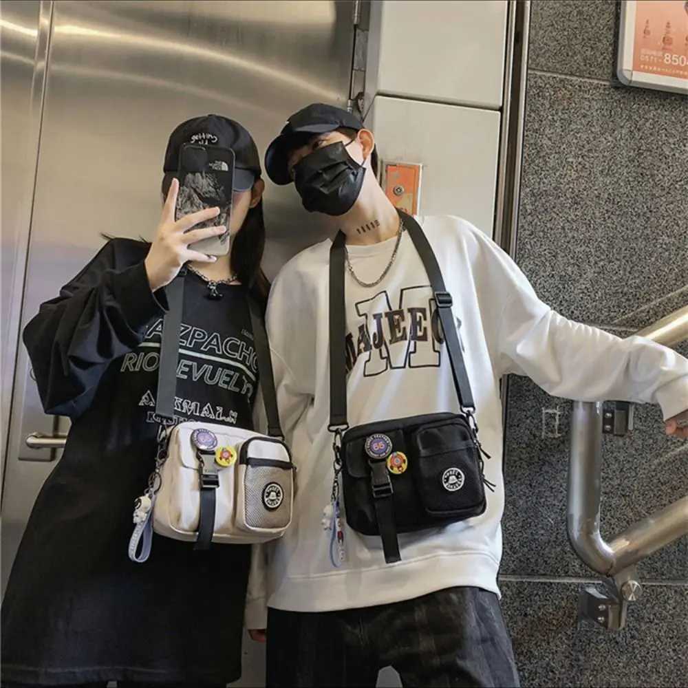 Cross Body Small Quick-dry Canvas Shoulder Bag Portable Harajuku Men Crossbody Bag Zipper Pouch Casual Mobile Phone Pack Unisex H261016