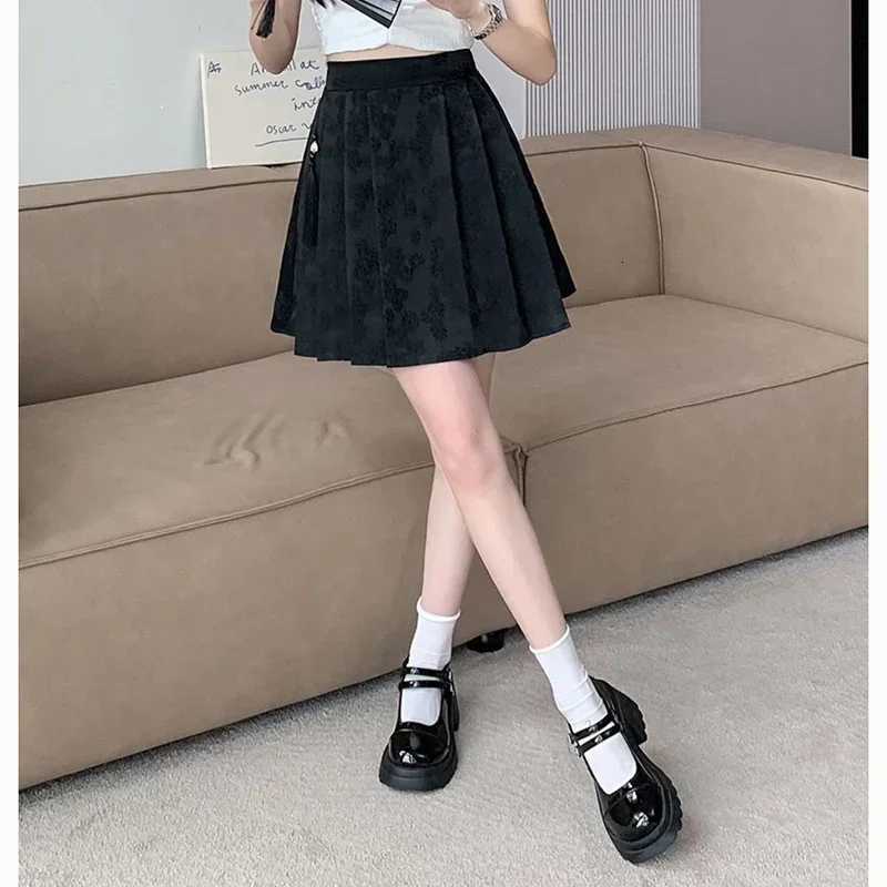 Female Summer Skirts Plus 2025 Size Elastic Waist Skirts Women High Waisted Pleated Short Dress Lady Chic Designer Solid Printed Skirts W261017