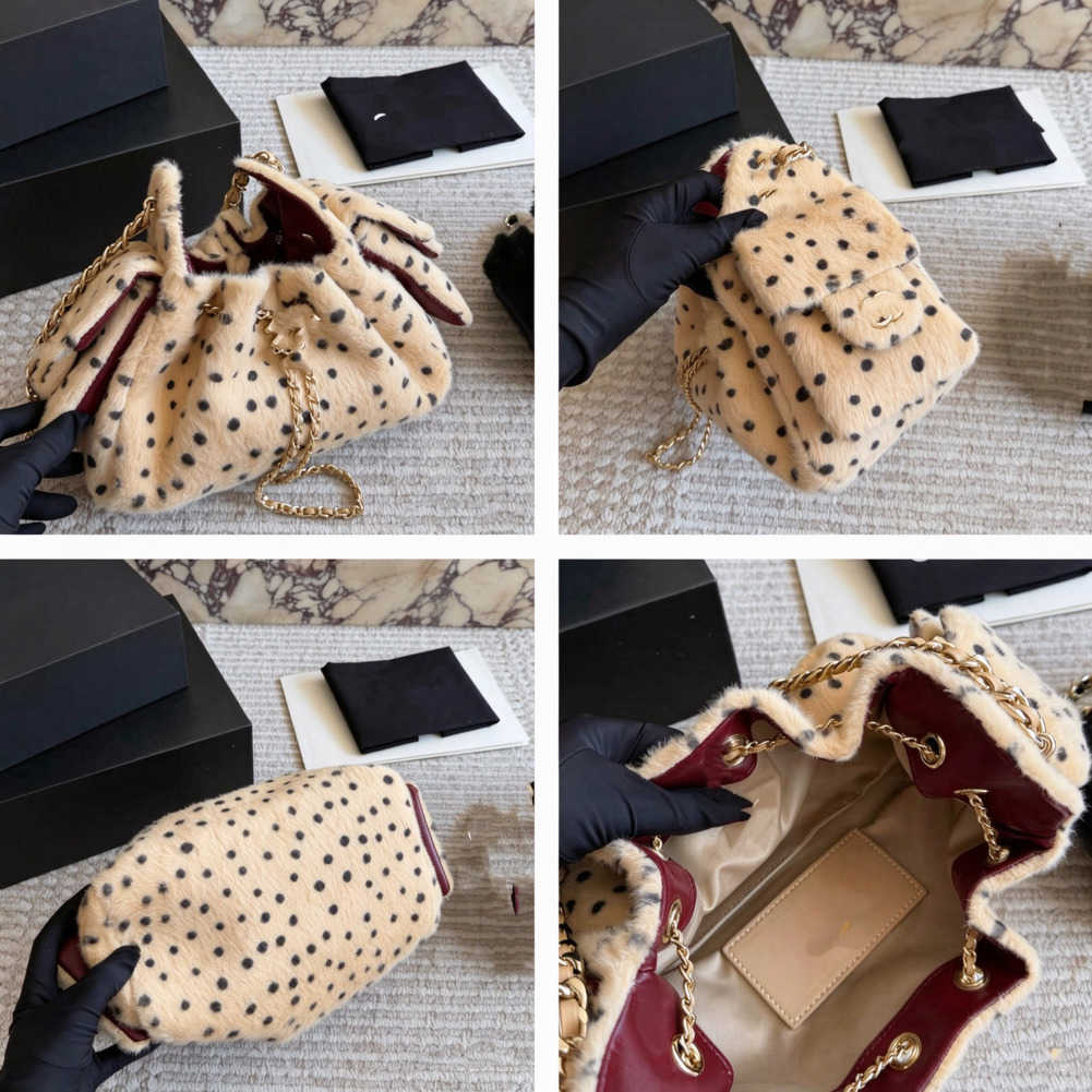12A Luxury Designer Bag Leopart Buckets Bag Drawsting Women's Handbag Chains Small Tote Bag Leather Shoulder Crossbody Bags For Women Purse