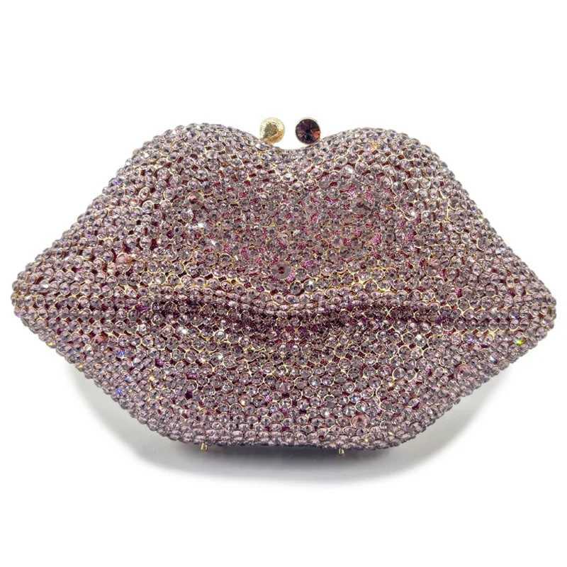 Evening Bags 2025 Lip Clutch Diamond Evening Bag Christmas Gift Women's Evening Bag Wallet Wedding Gold and Silver Stone Handbag H261016