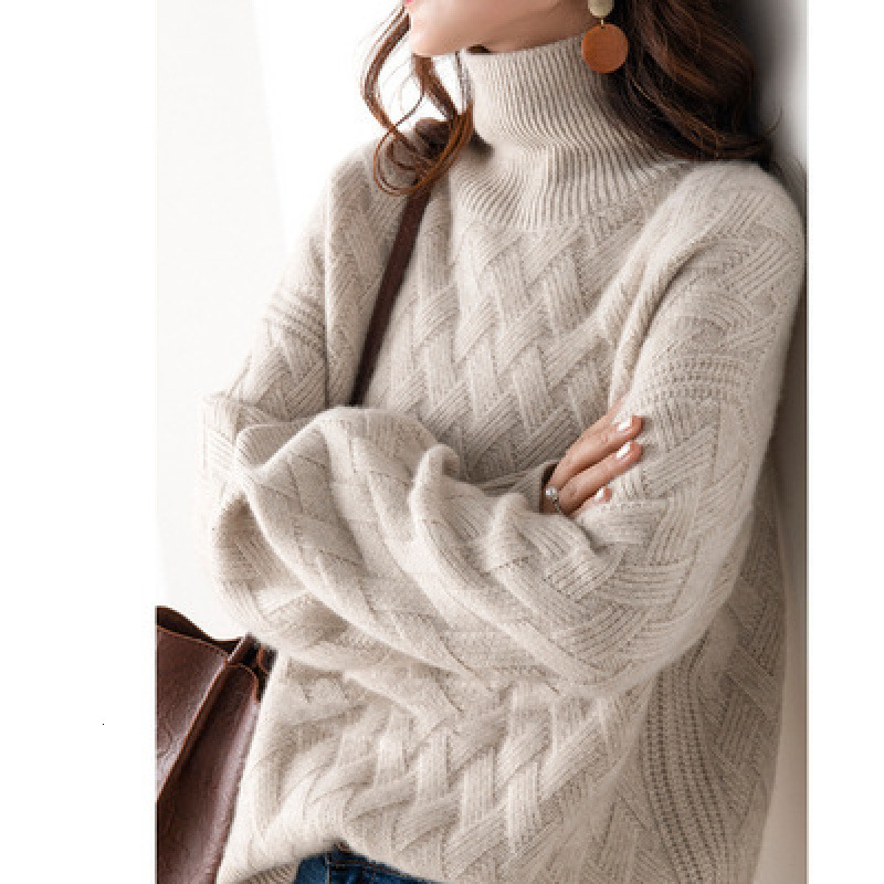 2026 New Designer Autumn/winter Women's High Collar Ribbed Warm Sweater Thickened Korean Loose Lazy Style Knitted Basic Shirt