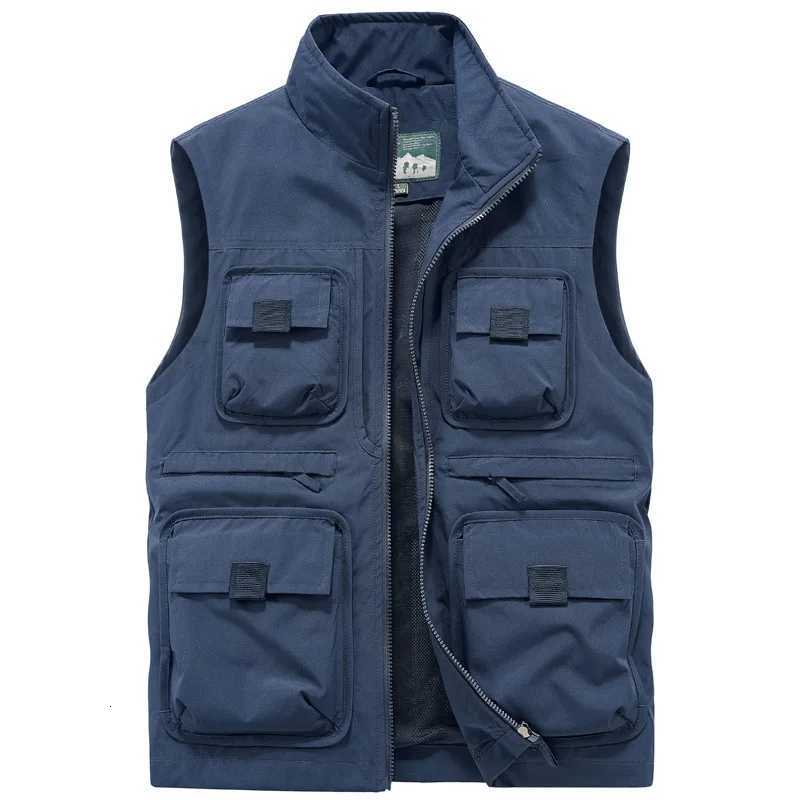 Men New Summer Men's Vests Outdoor Large Pockets Cargo Vests Thin Mesh Breathable Waistcoats Climbing Sleeveless Jackets Male Casual Vests 6W26