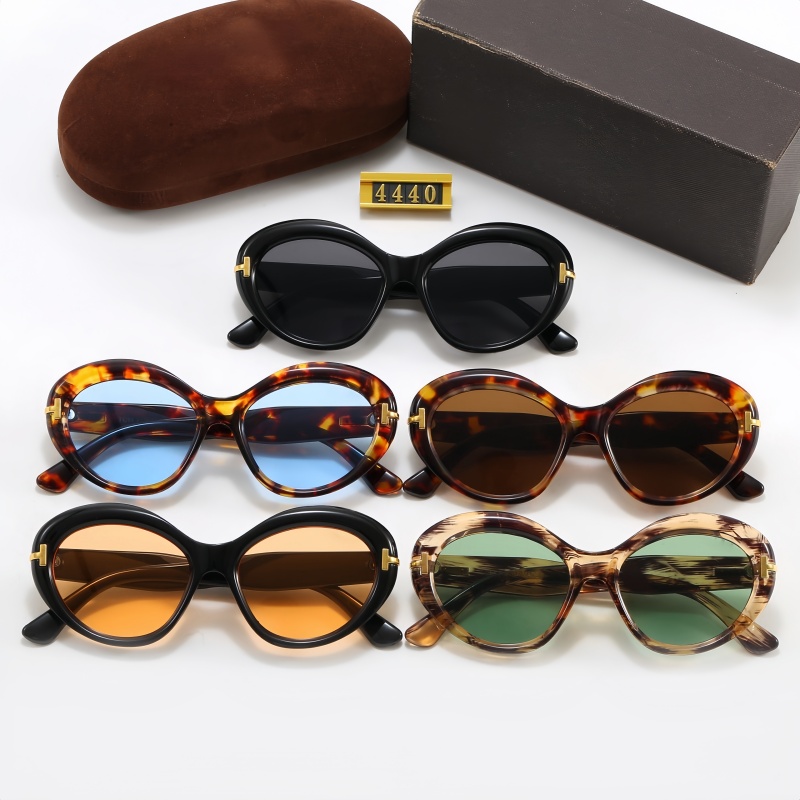Retro cat eye oval sunglasses women fashion tinted lens leopard print frame uv protection sun glasses with box 4440