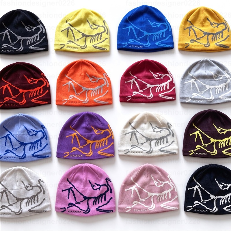 Designer beanie cassic wool hat luxury cashmere hat embroidered ancient bird pattern toque street fashion brand arc beanie autumn and winterwarm ski