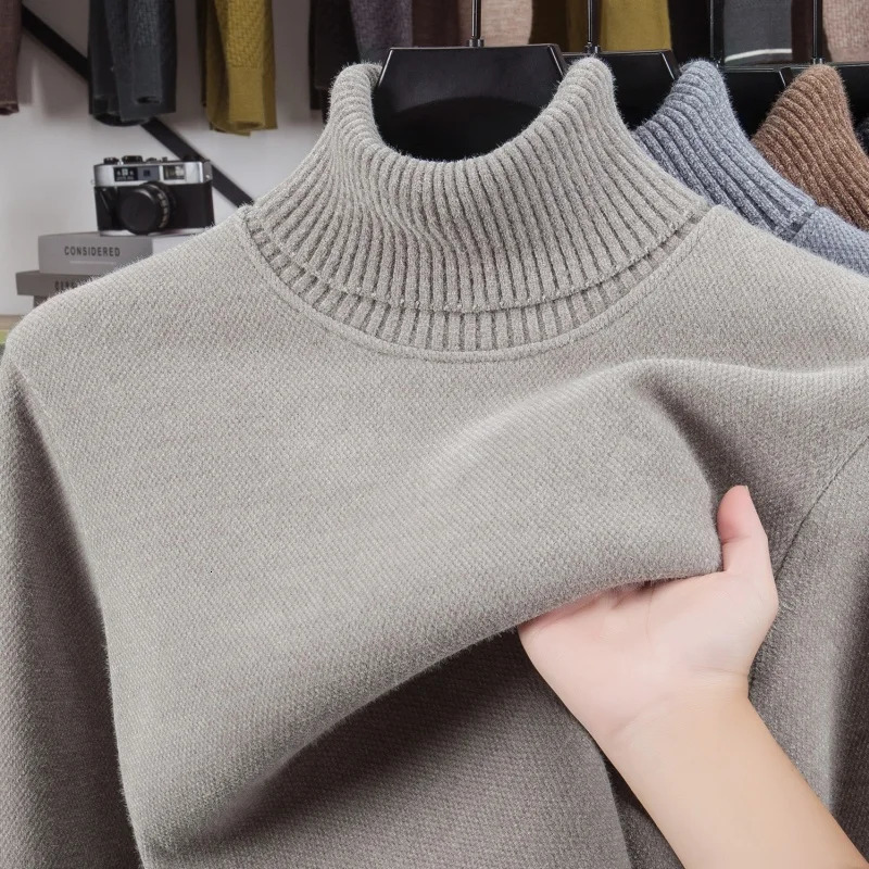 y Man LongSleeved Knitwear High Neck FleeceLined Thickened Solid Color European American Style Sweater Leisure Men's Wear 261009