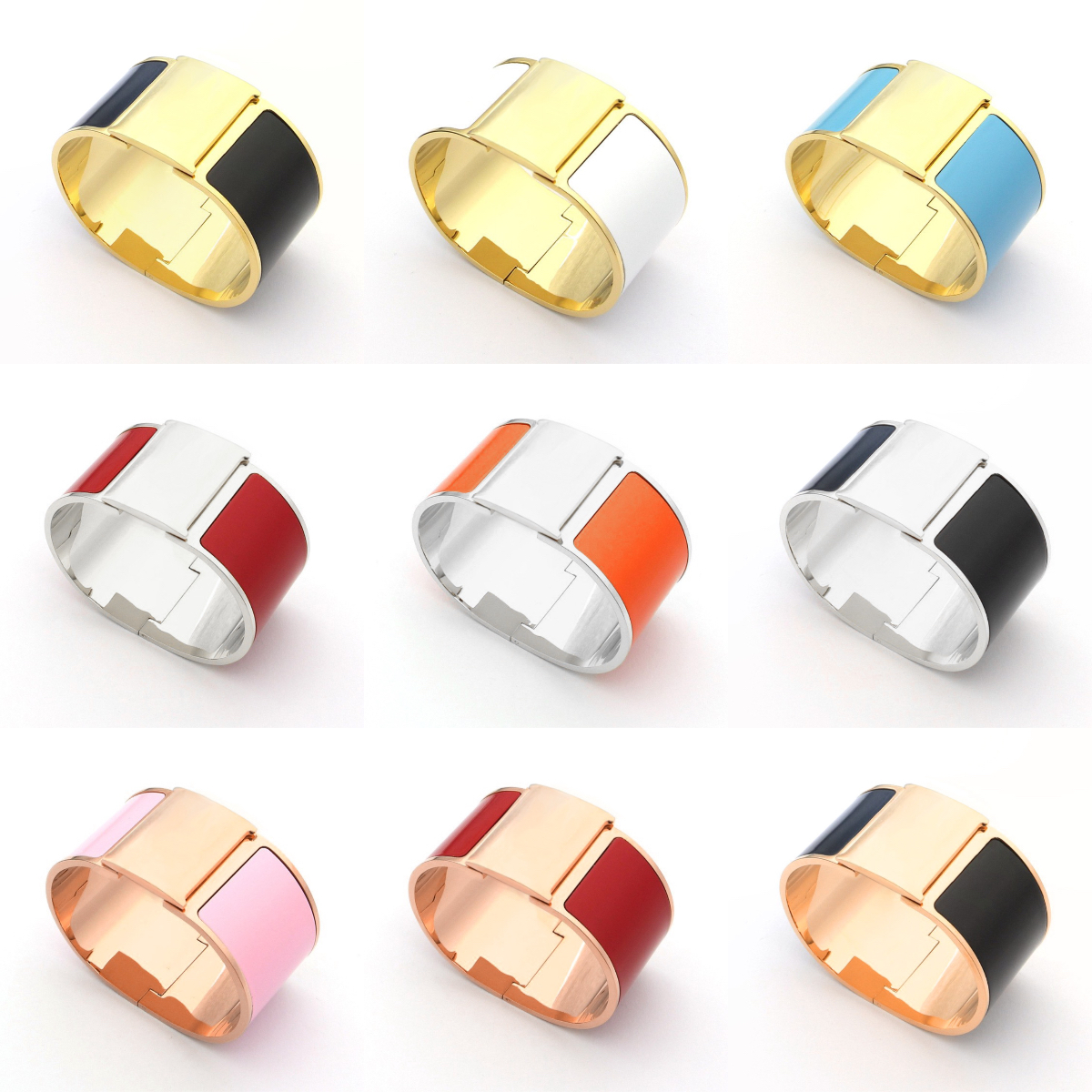33mm wide cuff h bracelet designer bracelet women designer bangle gold plated jewellery high quality stainless steel silver braclet mens gold bracel