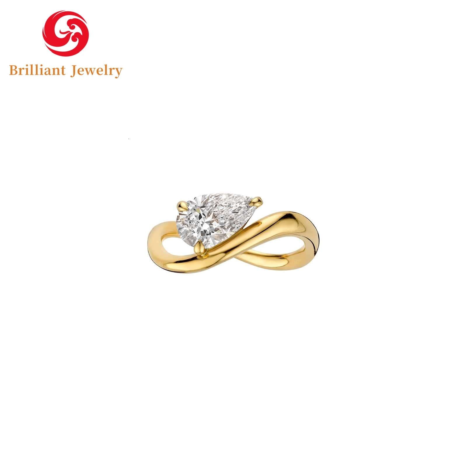 2025 New Fashion 1CT to 3CT GRA Certified 14K 18K Gold VVS1 D Color Pear Cut Moissanite Wedding Engagement Rings