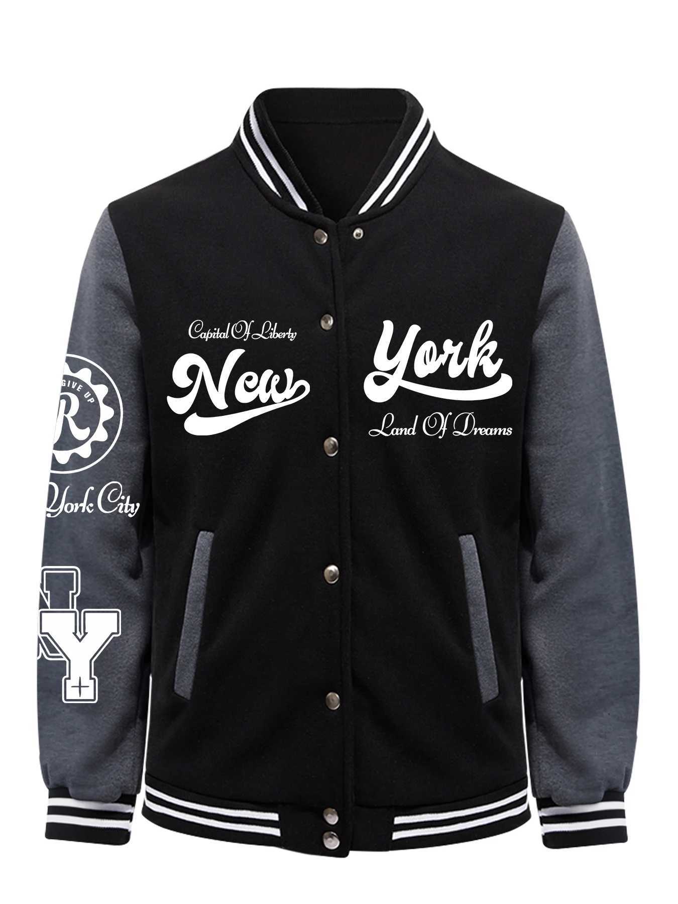 Jackets New York Land Men's Of Dreams Capital Of Liberly Baseball Men Retro Soft Coat Trendy American Jackets Autumn Fleece Men TopW261017