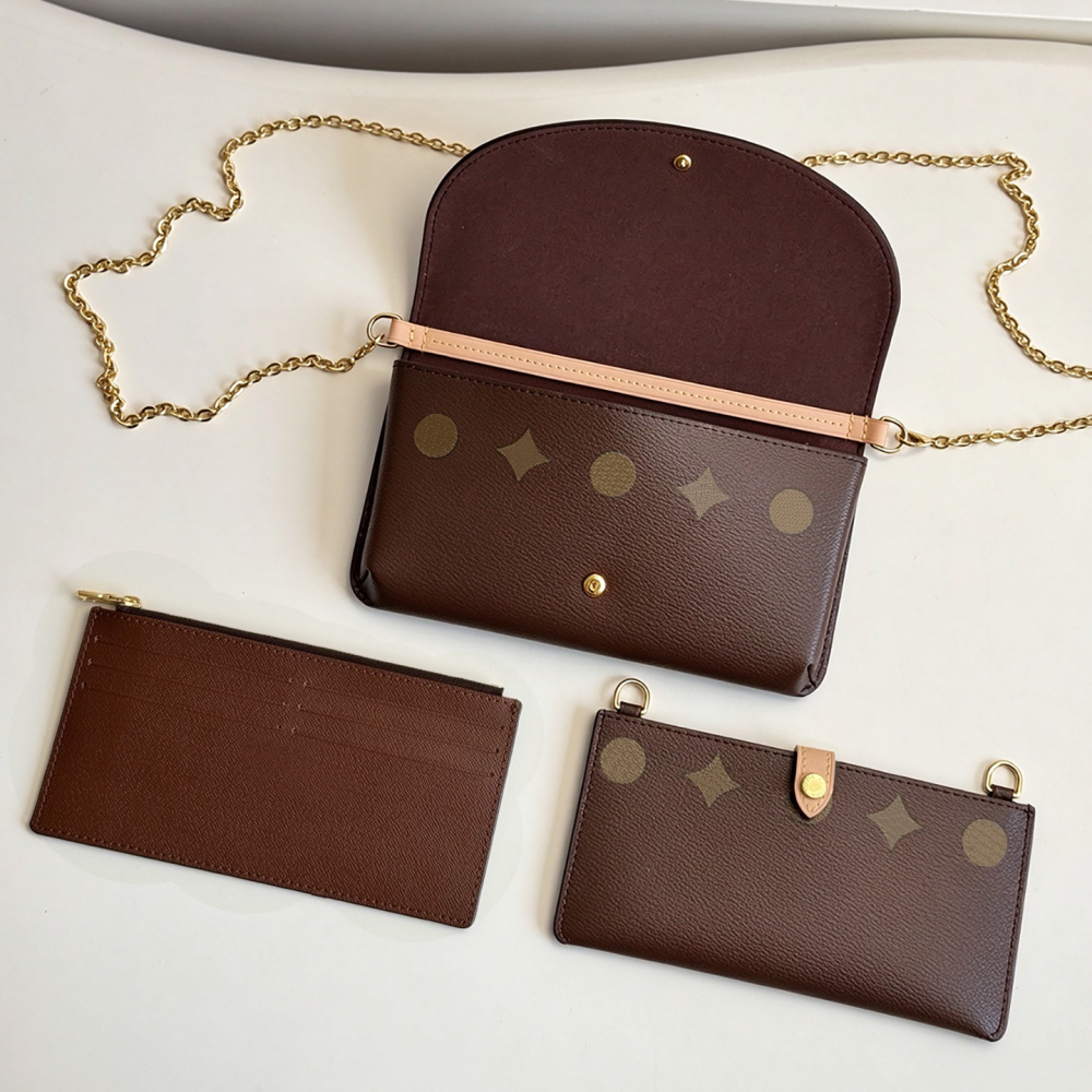 Designer Wallet On Chain Trotter Bag 3pcs/ Set Women Chain Shoulder Bag Cross Body Bag Luxury Crossobdy Bag Monogram Coated Canvas Card Holder Walle