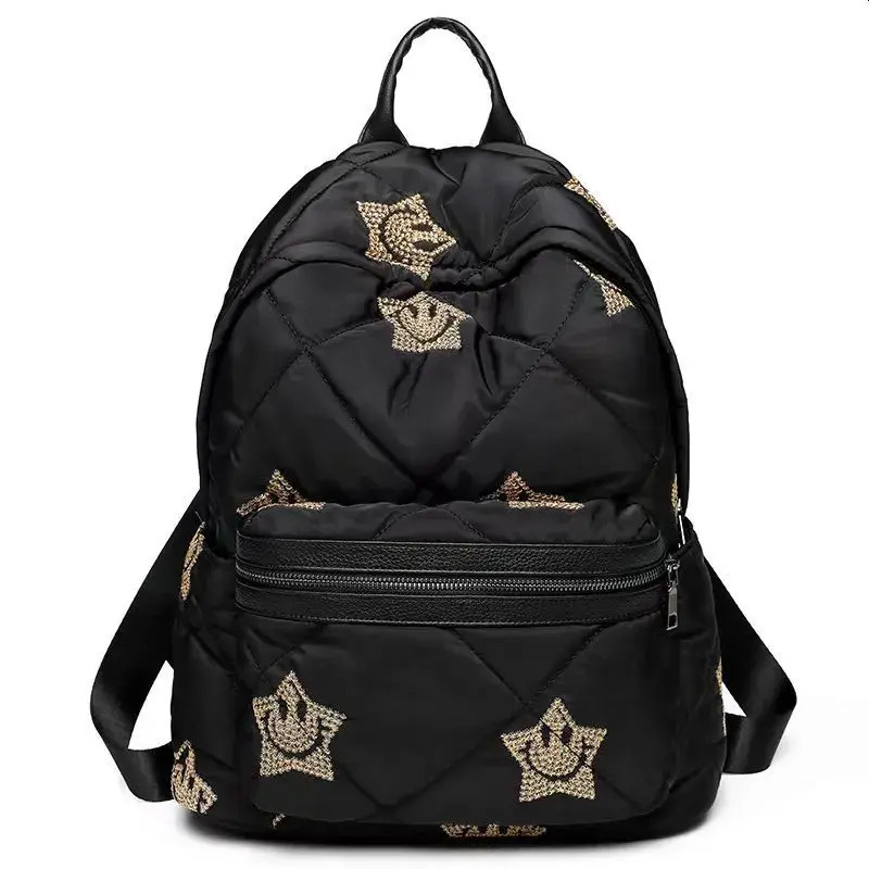 Backpack Fashion outdoor Space Padded Cotton Gold Solid School Bag Bedding Sports Womens Nylon