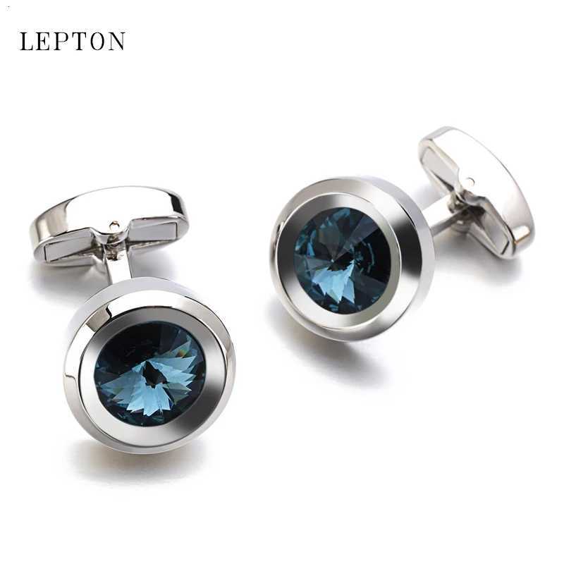 Links Dark Blue AAA Cuff Crystal Cufflinks for Men Low-key Luxury Suit Cuffs Lepton High Quality Groom Wedding Lawyer Shirt AccessoryW261017