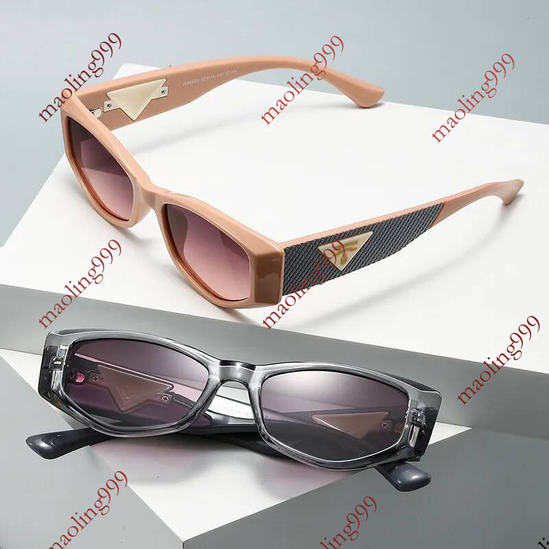 Luxur brands designer 2026 New Womens Cat Ee Sunglasses Small Frame with Triangle Logo Woven Temple UV400 Anti UV European American Streetwear Shade