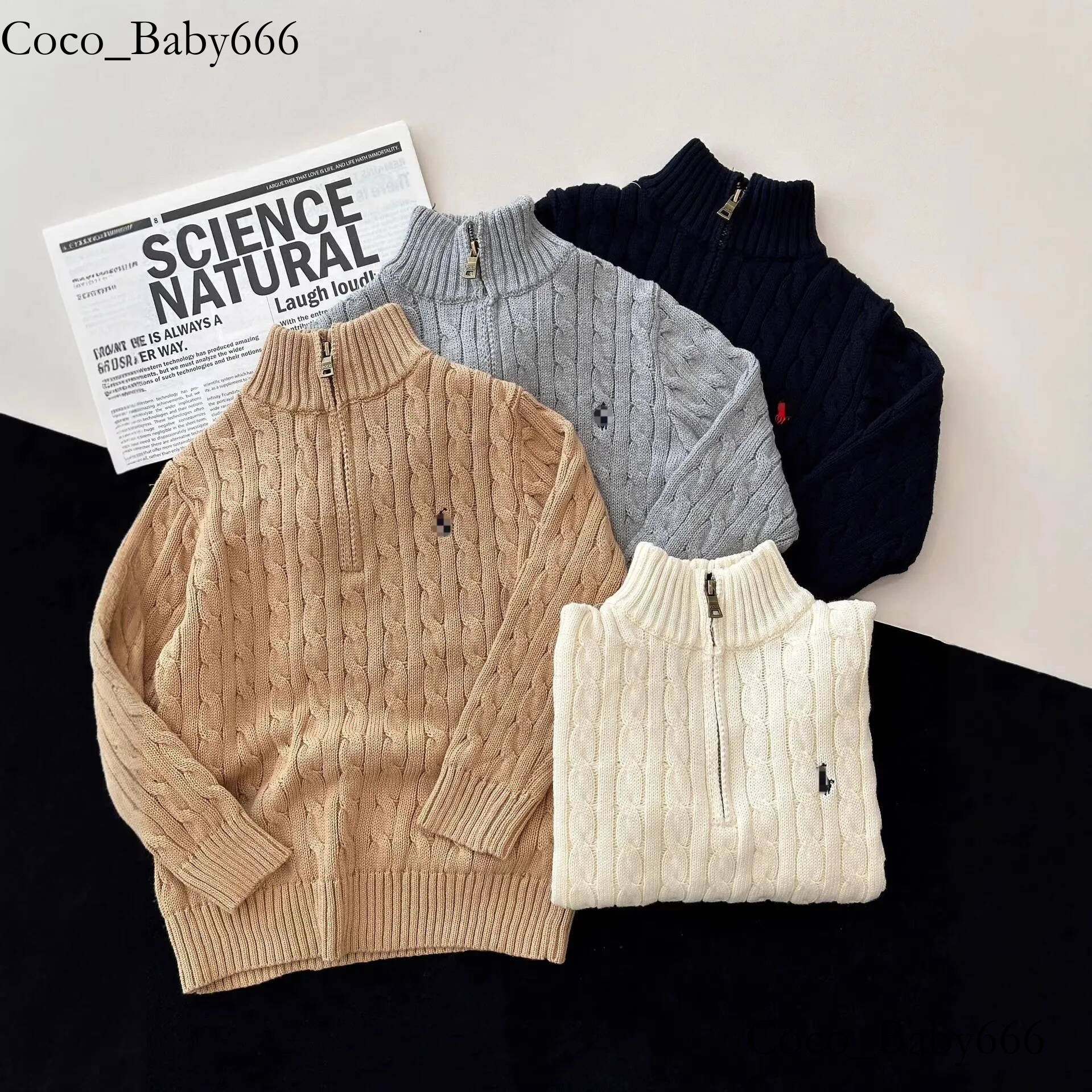 Designer Style Kids Solid Cable Knit Sweater Half Zip Mock Neck Slouchy Knitted Jumper For Boys Girls Casual Daily Wear66