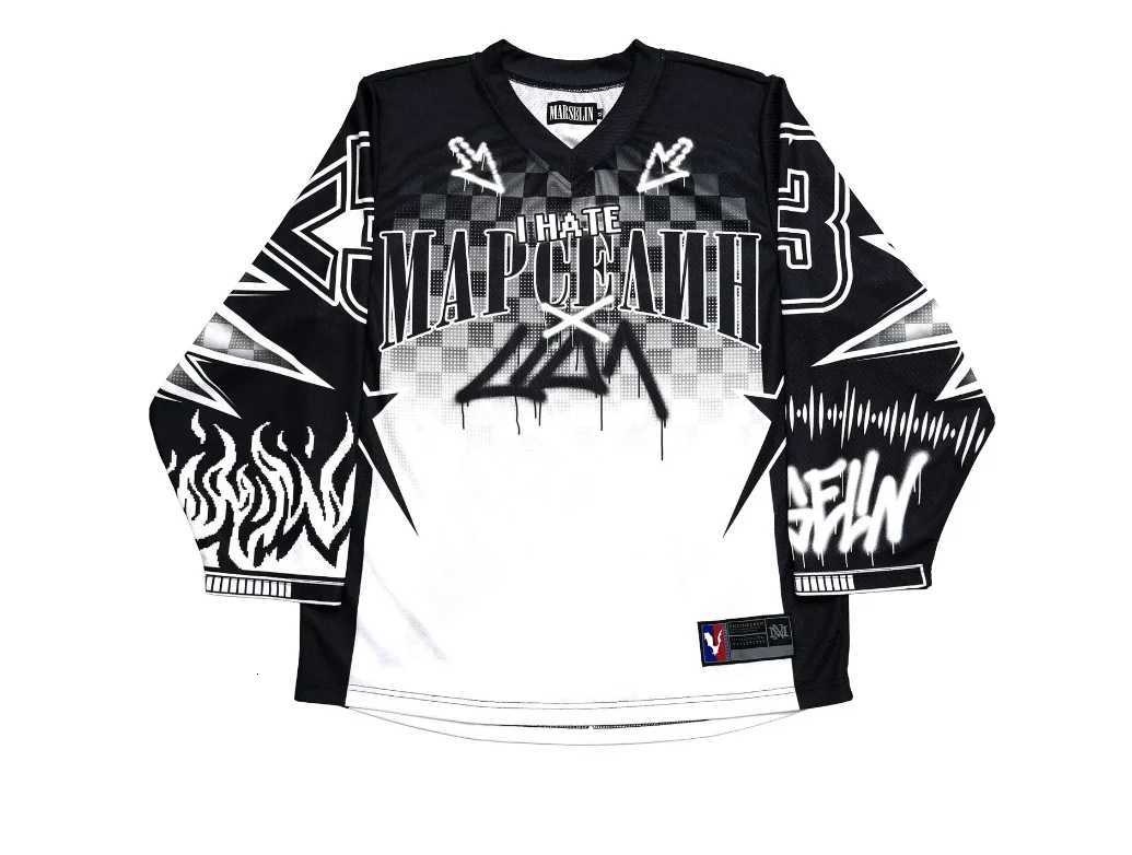 Hip Harajuku Men's Hop T-Shirts Streetwear Casual Baseball Casual Top Oversized Y2k Long Sleeves Rock T-shirtW261017