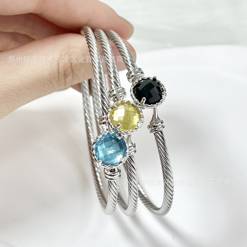 DY Cable Jewelry Designer Davidjersey Yurmannn Luxury Bracelet For Woman Men Luxe Bangle DY Small Belt Double Buckle Bracelet Zircon Twisted Line Je