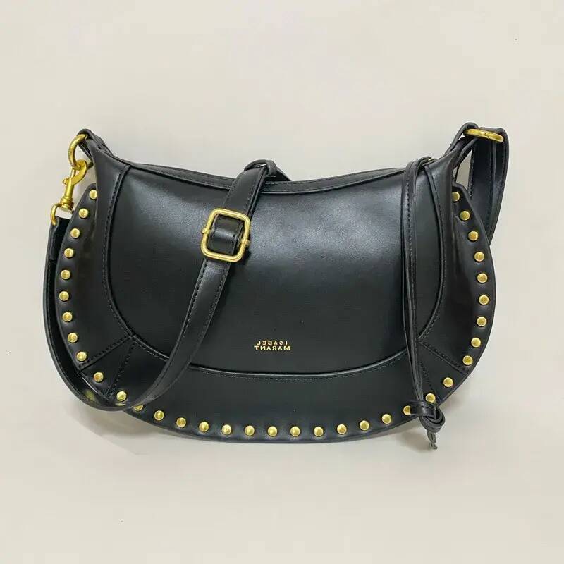 Shoulder Bag French Retro Cross Border Hot Item IS fashion Rivet Classic Half Moon Leather Single Shoulder Crossbody Bag Personality Fashion Handbag