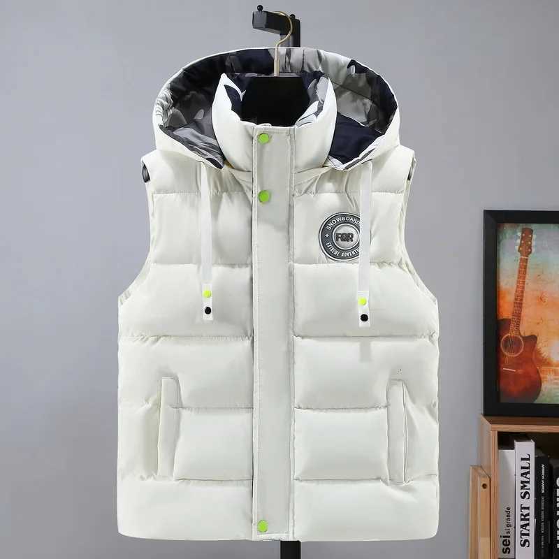 Vests Brand Men's Vest Men's Winter Sleeveless Jackets Down Vest Men Hooded Warm New Casual Outwear Hat Detachable Outer Vest ChalecosW261