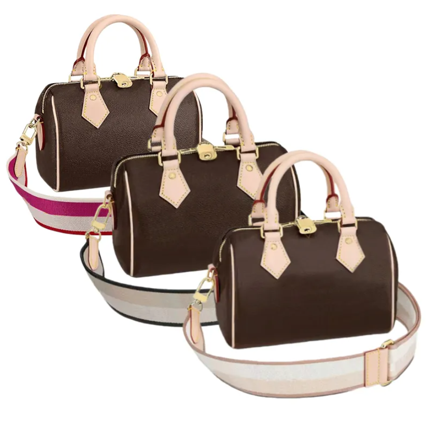 Luxury Designer Nono Bandouliere 20cm Genuine Leather Shoulder Bag Women Crossbody Bags Clutch Embossed Tote sac de luxe Purse Brown Flower Handbag