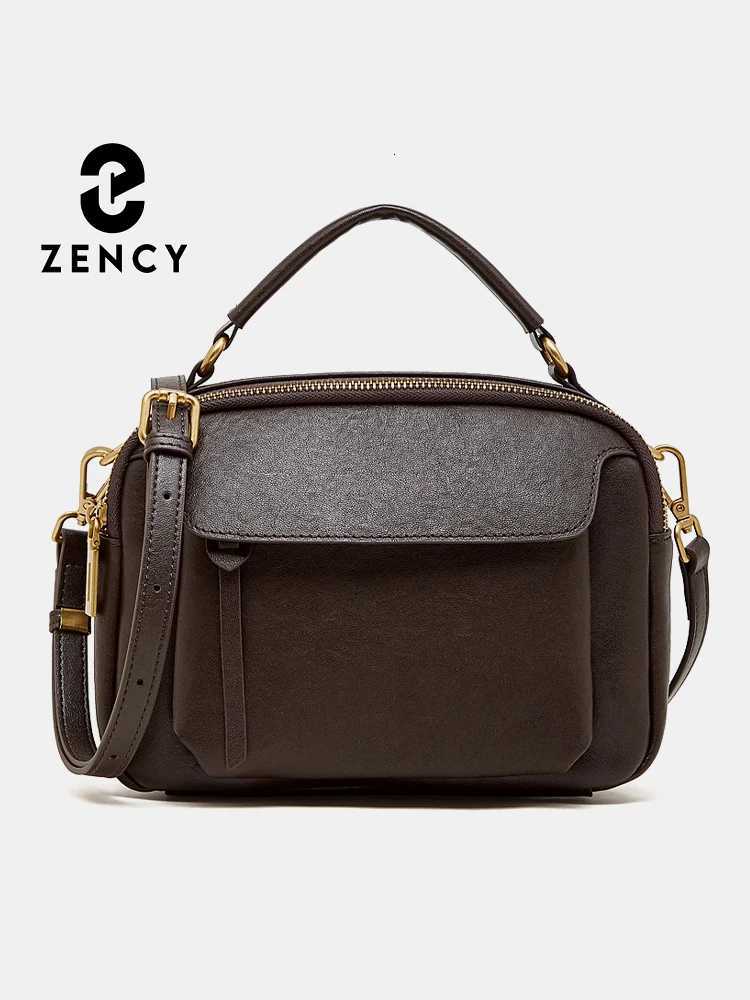 Evening Bags Zency Women's Genuine Leather Shoulder Bag Top-Handle Bag Noble Crossbody with Two Compartments for Office Work Shopping H261016