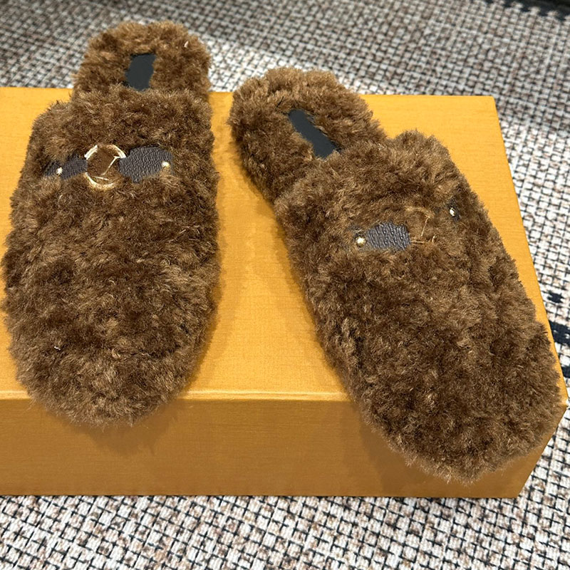 Haven Flat Open Back Mule 1AL0EO Designer Winter New Cool Trailer Luxury Womens Sandals Non slip Wear Rubber outsole Sandals Flat Bottom Dew Heel Co