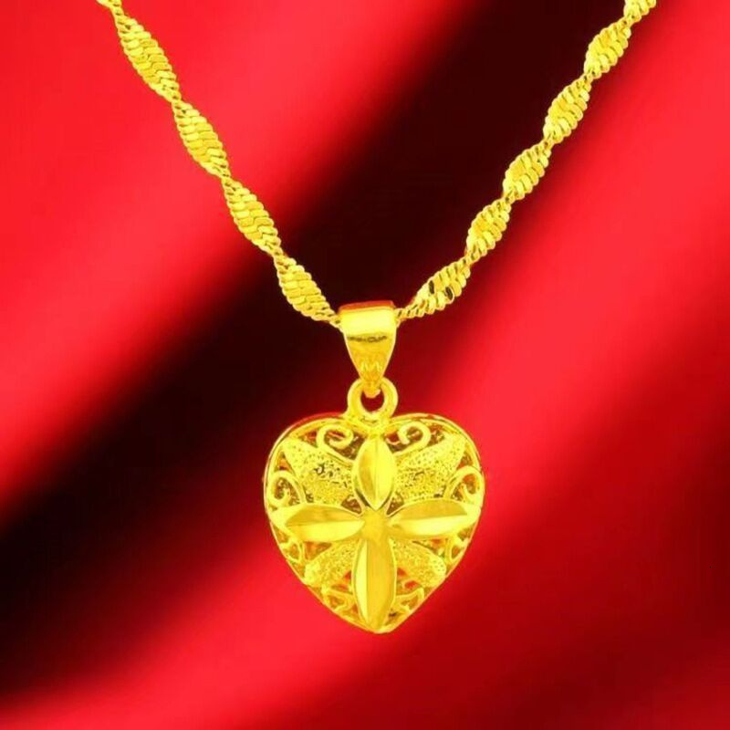 V brand necklace Vietnamese sand gold heart-shaped four-leaf clover necklace, versatile ethnic-style pendant for women, wholesale