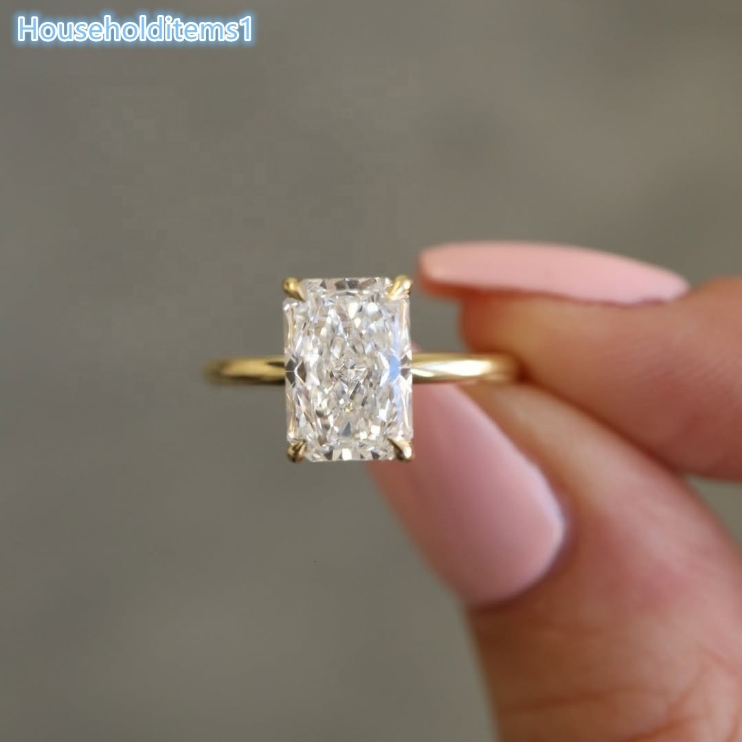 VVS1 Mossanite 18k Gold 2ct Round Radiant Oval Pear Cut Prong Set Solitary GRA Moissanite Engagement Ring