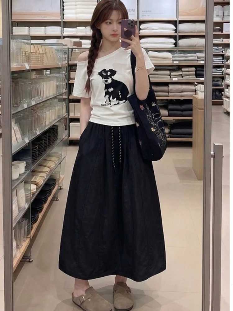 New Pumpkin Half Length Skirts Skirt with High Waist for Slimming A-line Half Length Short Ice Silk Solid Color Casual Work Dress W261017