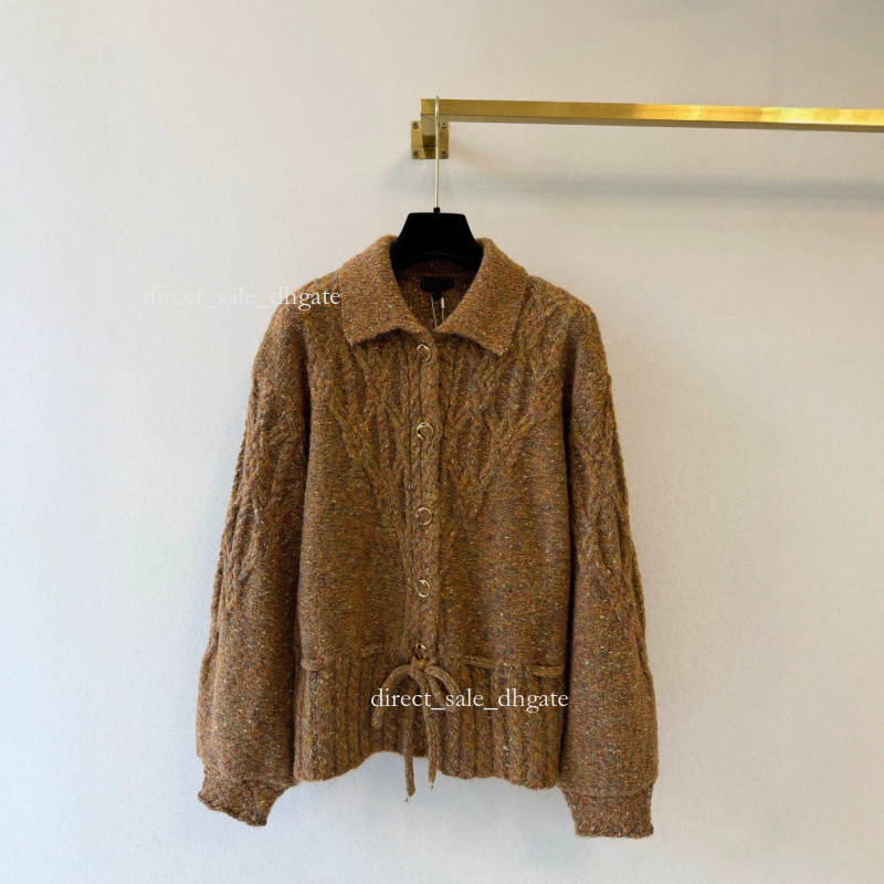 Designer 26 Early Autumn New Collection, Color-Blocked Knit Cardigan With A Turn-Down Collar And Long Sleeves e3bc