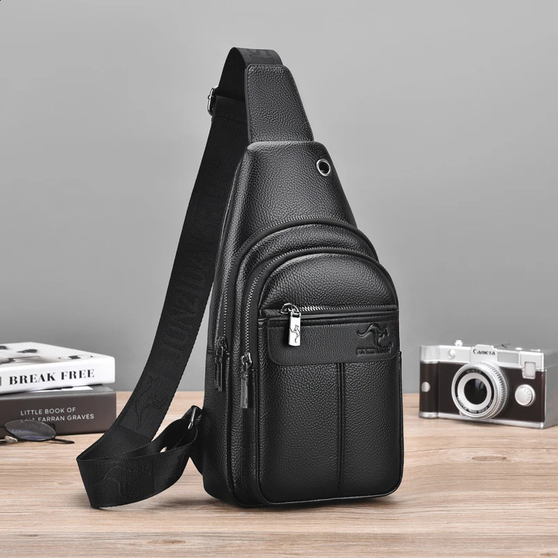 Soft Leather Crossbody Bag for Men Casual Business Fashion Chest Sports Backpack Waist Single Shoulder 261017