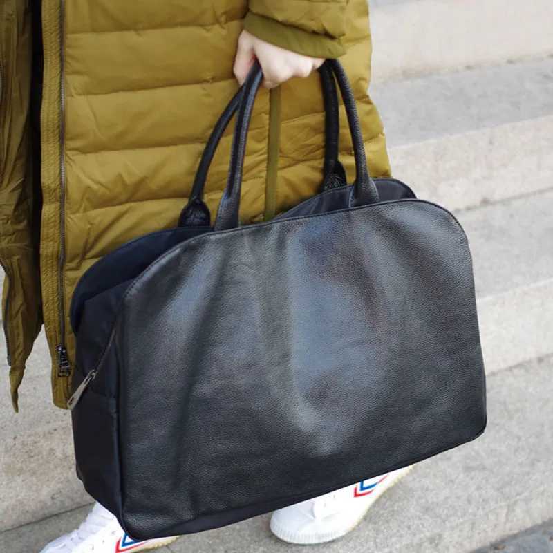 Evening Bags Fashion Genuine Leather Women Handbags soft black leather large-capacity shoulder tote bag outing short-distance travel bags H261016