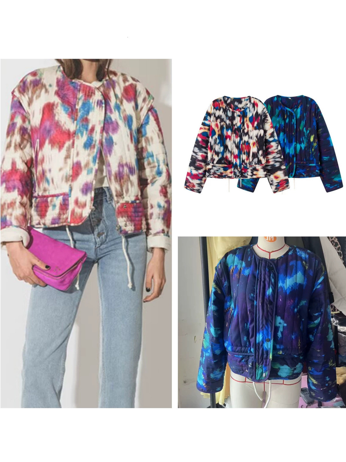 New autumn/winter collection: retro-style women's clothing with European American flair, featuring round neckline, long sleeves, single-breaste