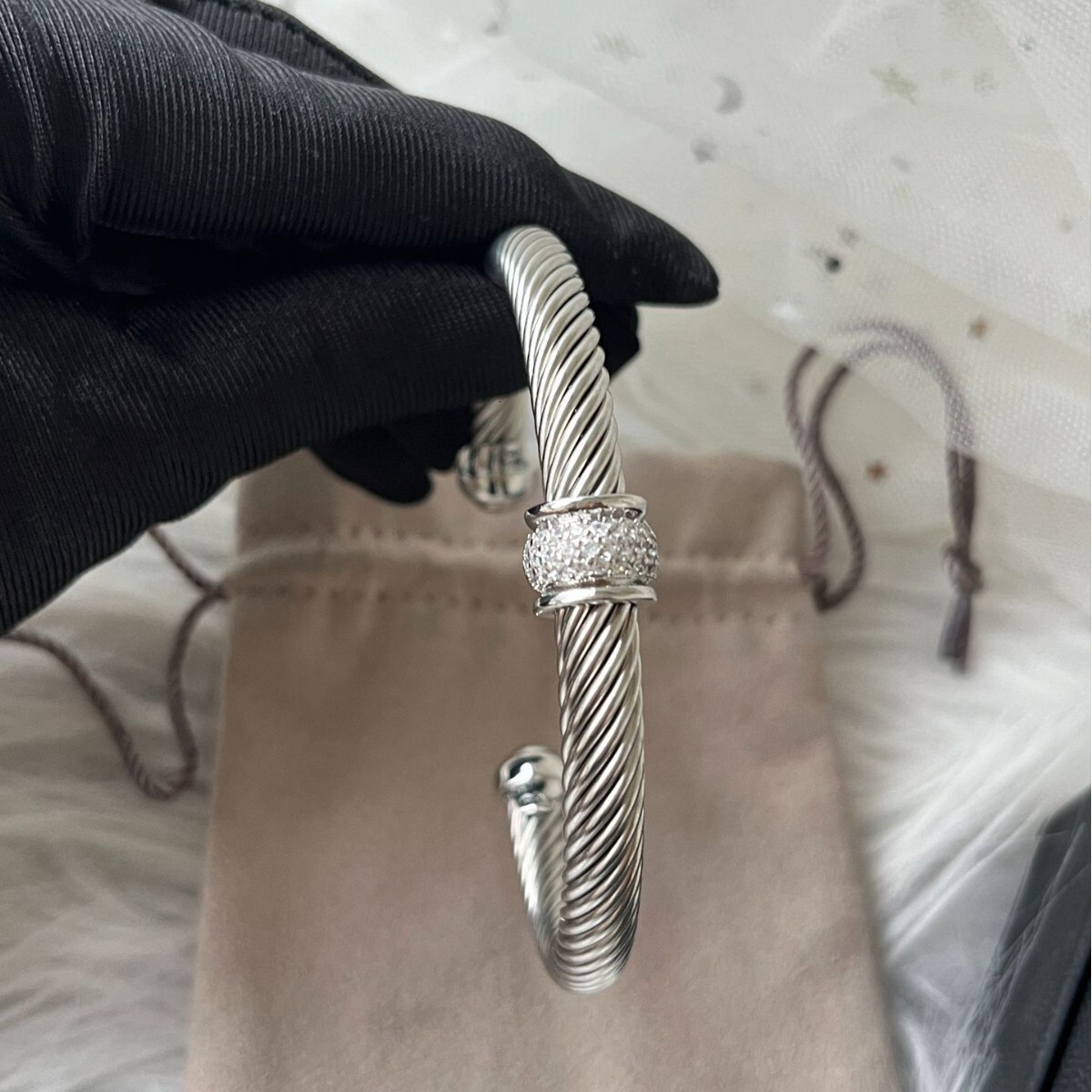 DY Cable Jewelry Designer Davidjersey Yurmannn Luxury Bracelet For Woman Men Luxe Bangle DY Fashion Trend 7MM Bracelet Round Bead Twisted Line Jewel