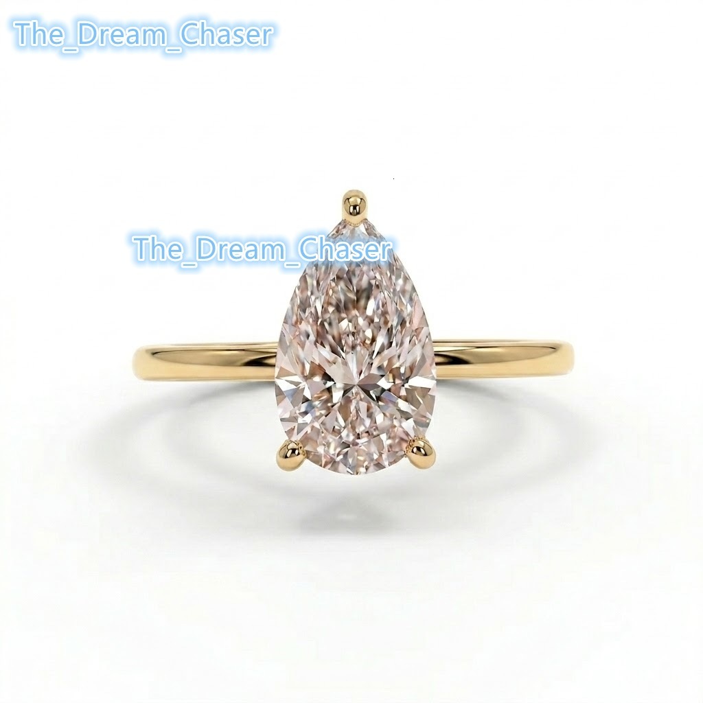 Ready to Ship IGI Certified 14K Solid Gold Ring VBSR-70 2CT E Color VS1 Clarity Pear Cut Lab Grown Diamond Ring Engagement Ring