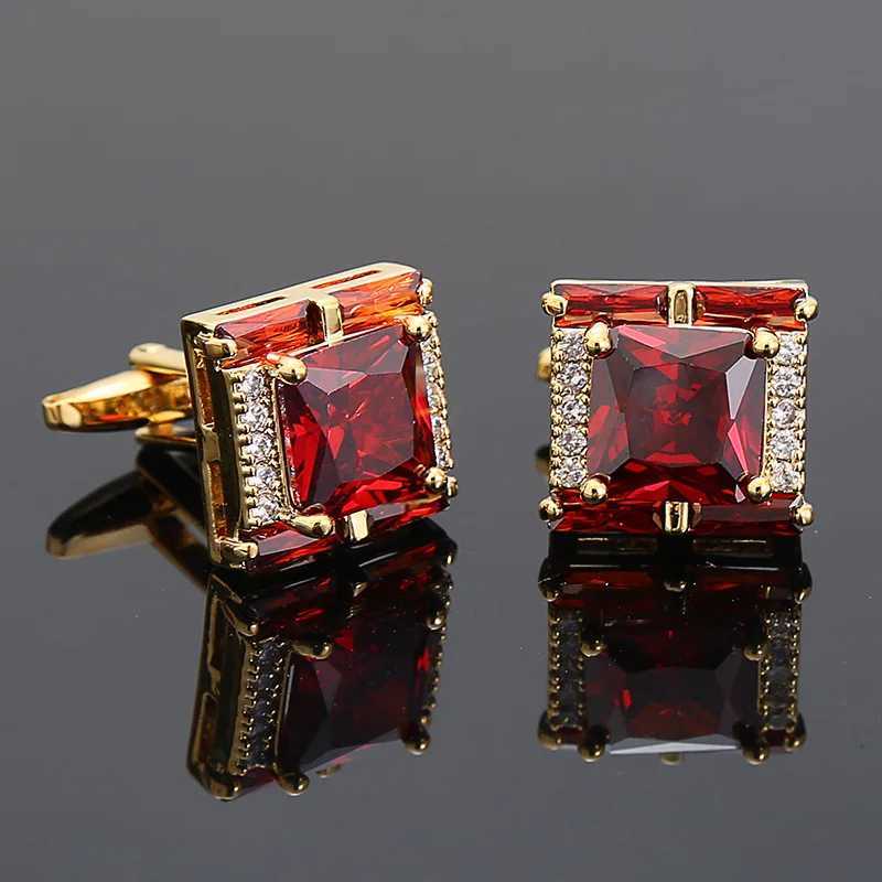 Brand Luxury Cuff Diamond Links Cufflinks For Mens Shirts Jewelry Novelty Button French Style Gold Crystal Cuff LinksW261019