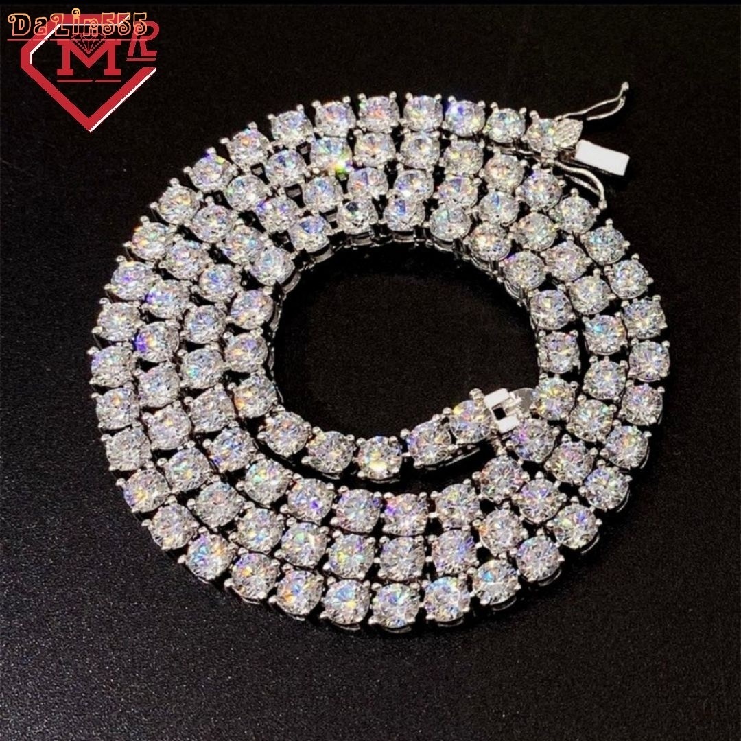 3mm Moissanite Chain Pass Diamond Tester Sterling Silver 925 VVS Moissanite Tennis Chain