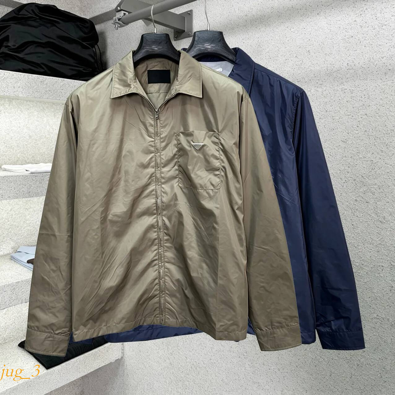 pradmen jacket Fashion Designer CoatHigh Quality Jacket Jackets Zipper lapel stripe Thin Casual Stylist Men's Shirt Short Coat Windbreake Europ
