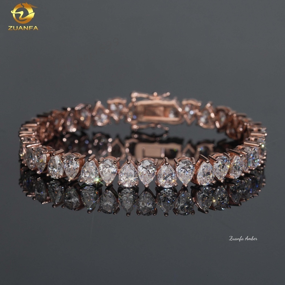 Hip Hop Jewelry 925 Silver Moissanite Diamond Tennis Bracelet Iced Out Moissanite Diamond Bracelet Rapper Jewelry