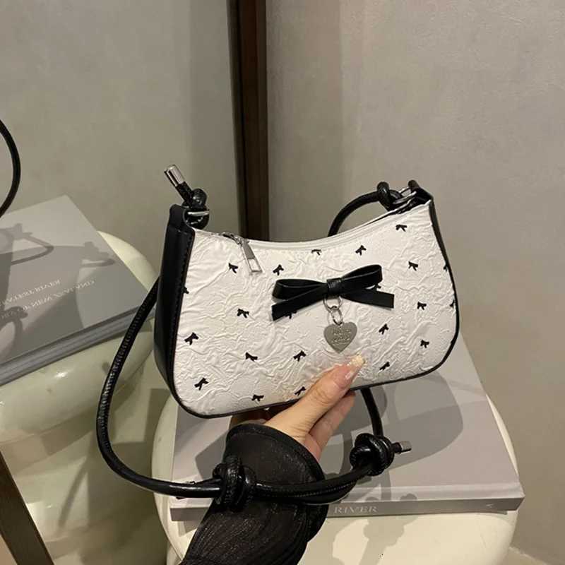 Evening Bags Y2k Pink Bow Armpit Bag for Women New Fashionable and Versatile Texture Light Single Shoulder Small Square Bags H261016