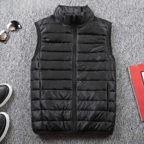 Cotton Men's Vests Men's down Vest Sleeveless Lightweight Warm Stand Collar Jacket Coat Business Style Standard Fit for Middle-Aged And E.