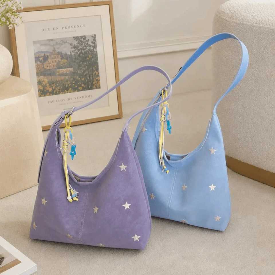 Cross Body Fashion Star Embroidered Hobo Bag Star Pendant PU Leather Cute Shoulder Bag Large Capacity 4 Colors Handbag Commuting Tote Bag H261016