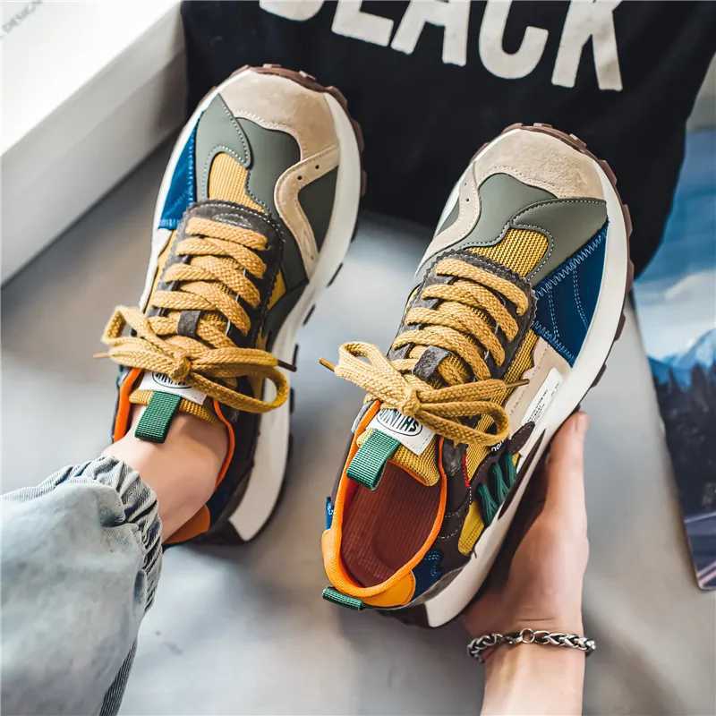 Casual Shoes Fashion Designer Men Shoes Dissolve Thick Shoes Light Sneakers Men Casual Platform Trend Chunky Sneakers Walking Shoes H261016