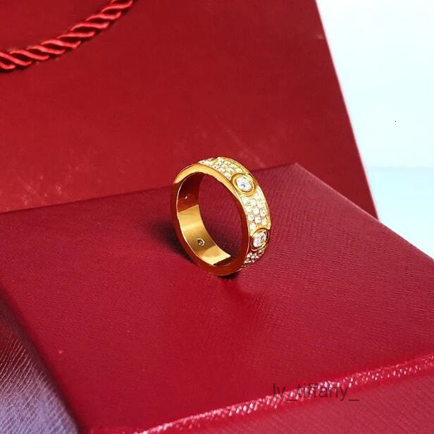 Titanium Steel Sier Love Designer Ring Women Rose Gold Jewelry For Lovers Couple Rings Gift With Box Combination Big Dia Couple's Wedding C6532