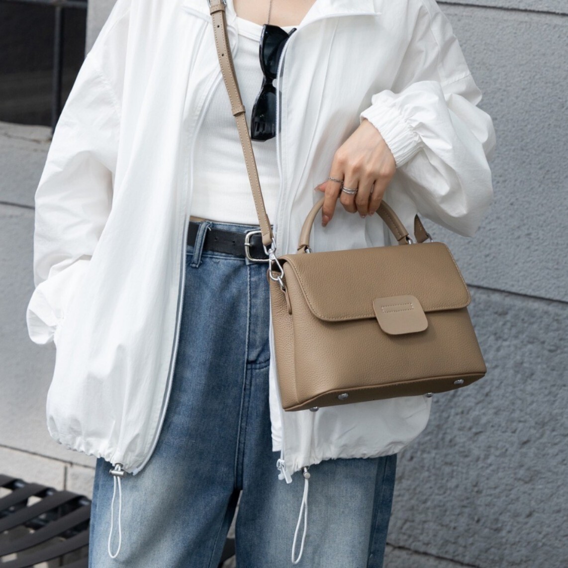 Genuine Leather Women S Foreign Cowhide Bag Large Capacity Textured Handbag Tote Versatile Business Commuter Shoulder And Crossbody KABAHEBINGJUE
