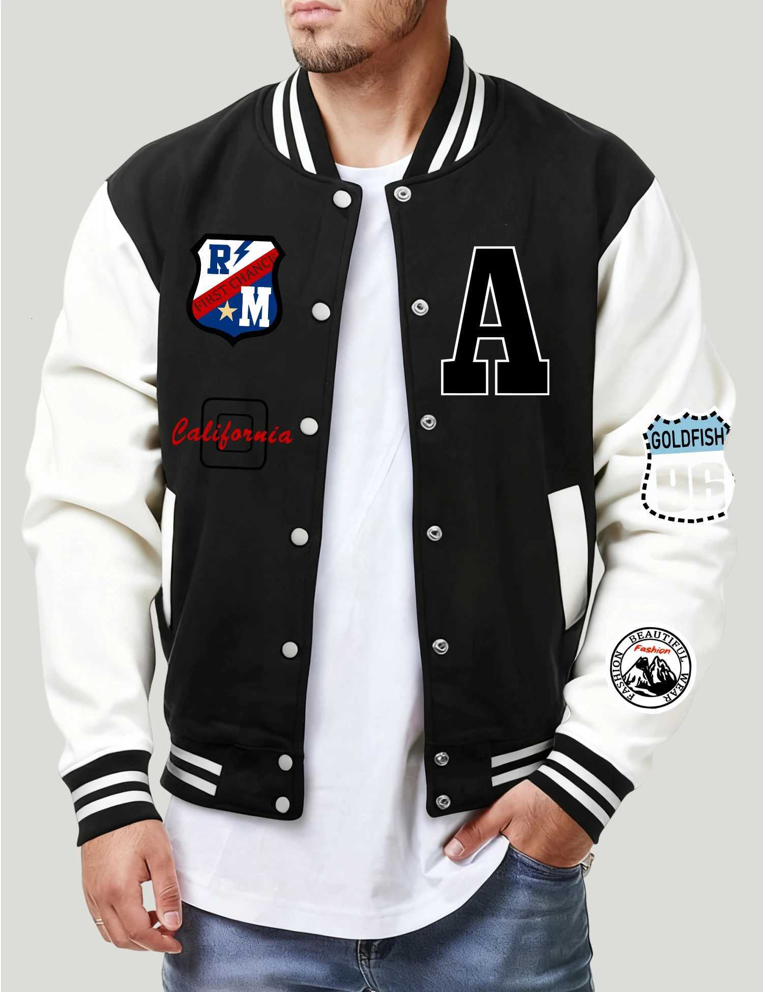 First Men's Jackets Change Roma Print Male Jacket All-Match Fleece Baseball Vintage Casual Clothing Mens Autumn Loose Retro CoatW261017