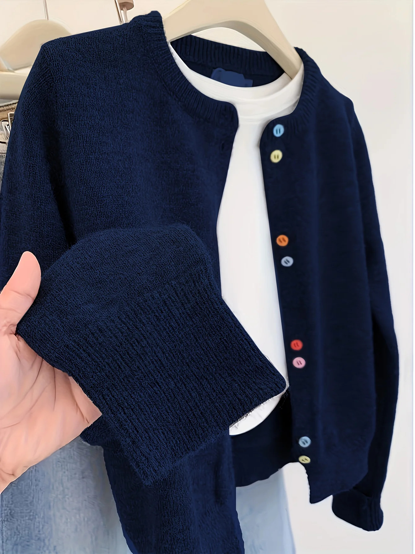 Women's Fashion Solid Cardigan Multicolor Buttons Front Knitted Sweater Elegant Daily Wear for Fall Winter 261016