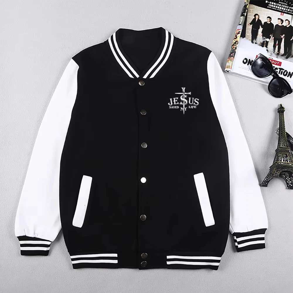 Jesus New Funny Men's Jackets Saved My Life Letter Graphic Men Women Jackets Preppy Style Baseball Uniforms Casual Sweatshirts TopsW261017