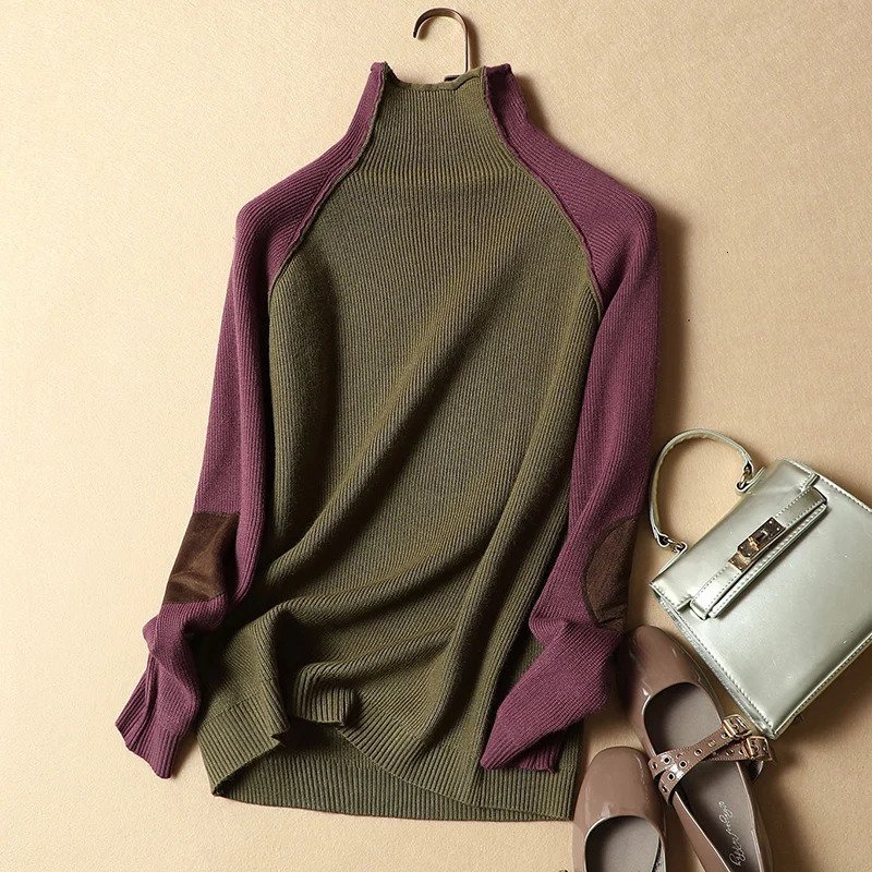 2026 Sweater Women's Solid Wild Autumn Winter Blouse Fashion Long Sleeve HalfHigh Collar Pullover Knit Female 261008