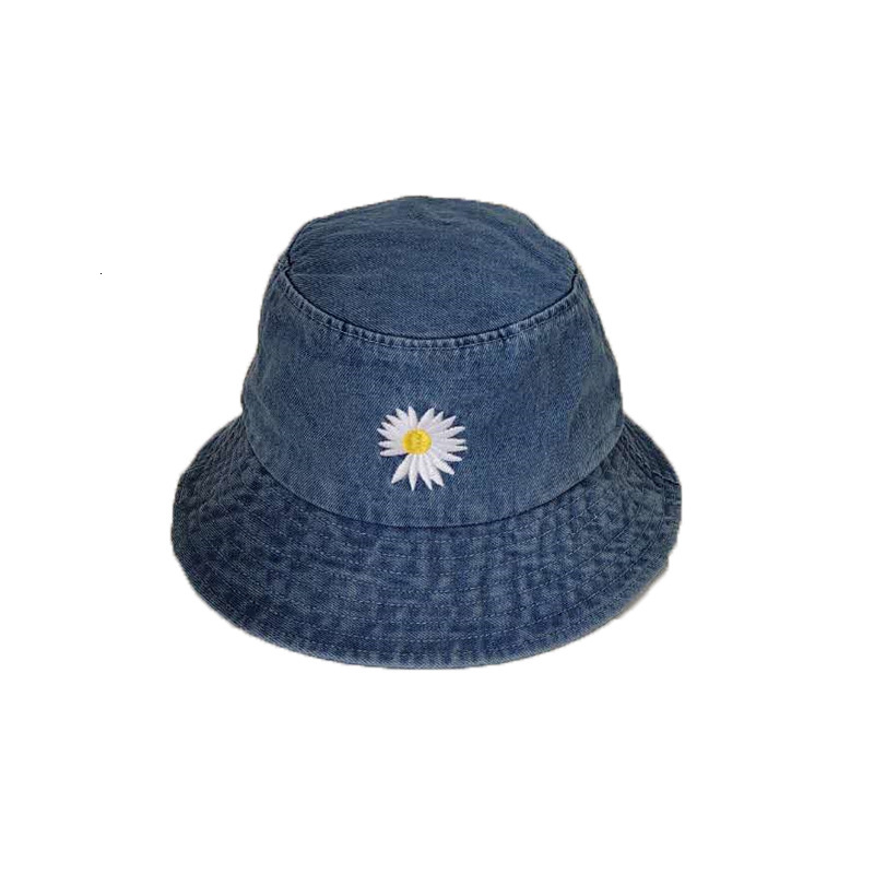 INS Daisy Flower Fisherman Summer Japanese Style Women Korean Version Trendy Denim Bucket for Men Protection Sun Hat